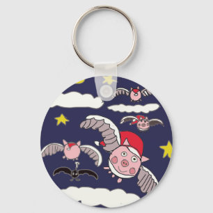 Fliegendes Weihnachtsschwein Schlüsselanhänger