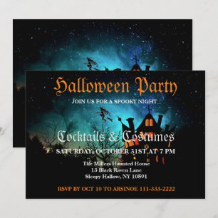 Fliegendes Witch Spooky Halloween-Party Einladung