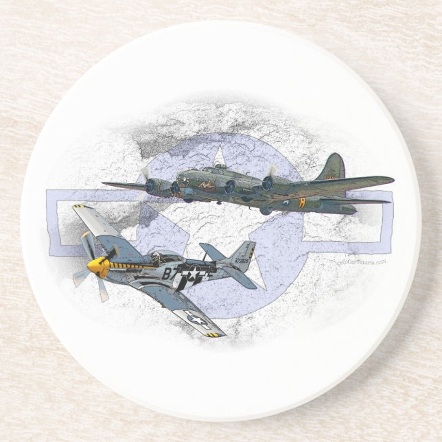 Fliegeneskorte des Mustangs P-51 Getränkeuntersetzer (Vorne)