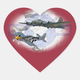 Fliegeneskorte des Mustangs P-51 Herz-Aufkleber