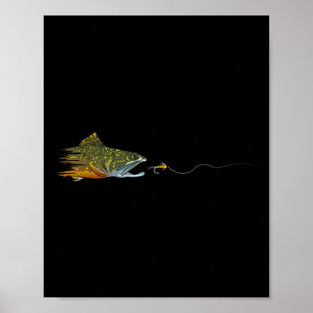 Fliegenfischen Bachforelle Trockenfliege Binden An Poster (Vorne)