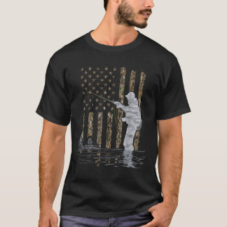 Fliegenfischen Fischer Amerikanische Flagge Tarnun T-Shirt