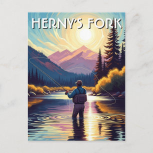 Fliegenfischen in Henry's Fork Idaho Postkarte