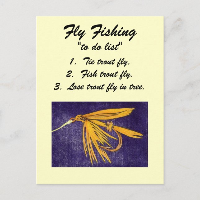 Fliegenfischen "to do list" Postkarte "Big Yellow  (Vorderseite)