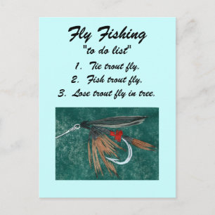 Fliegenfischen "to do list" Postkarte "Iron Blue D