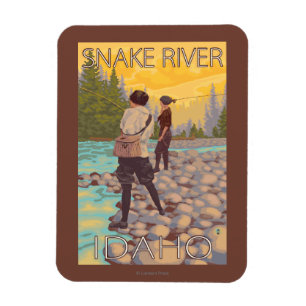 Fliegenfischen von Frauen - Schlangen-Fluss, Idaho Magnet