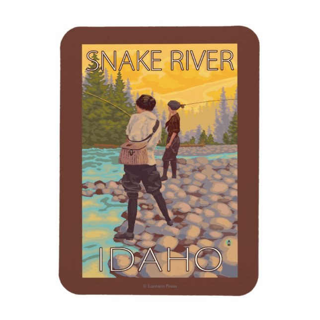 Fliegenfischen von Frauen - Schlangen-Fluss, Idaho Magnet (Vertikal)