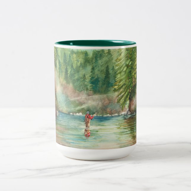 Fliegenfischen Zweifarbige Tasse (Mittel)