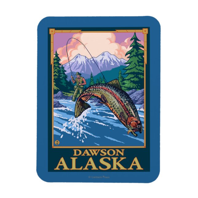 Fliegenfischer - Dawson, Alaska Magnet (Vertikal)