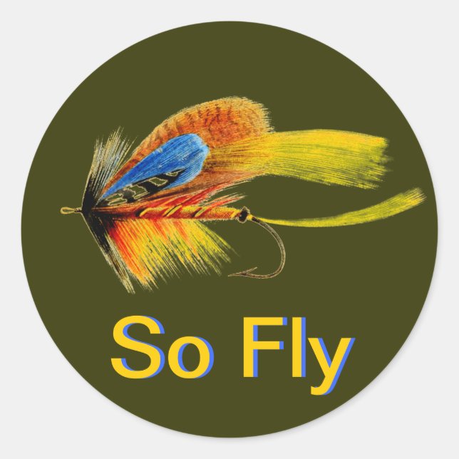 Fliegenfischer - so fliegend runder aufkleber (Vorderseite)