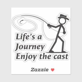 Fliegenfischermann Stockfigur beim Werfen einer Ny Aufkleber