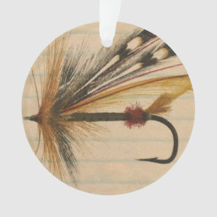 Fliegenfischköder auf liniertem Papier Ornament