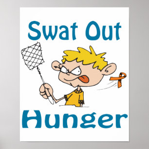 Fliegenklatsche heraus hungern Plakat