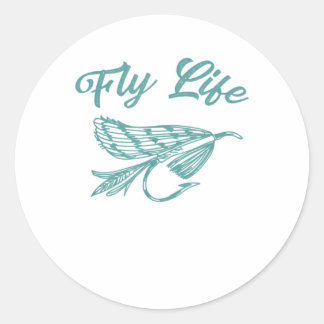 Fliegenleben, Forellenfischerei, Shirt Runder Aufkleber