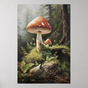 Fliegenpilz-Pilze Druck, Waldpilz In Poster