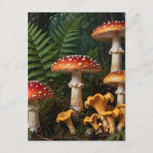 Fliegenpilze Wald Botanisch Postkarte