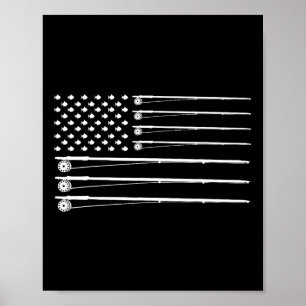 Fliegenruten-Angeln Amerikanische Flagge Poster