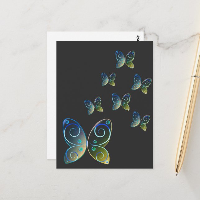 Fliegenschmetterlinge Postkarte (Vorderseite/Rückseite Beispiel)