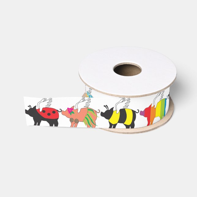 Fliegenschwein Grosgrainband Ripsband (Spule)
