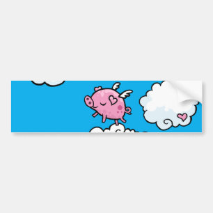 Fliegenschwein tanzt auf Wolken Autoaufkleber