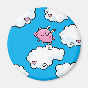 Fliegenschwein tanzt auf Wolken Magnet