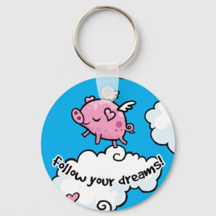 Fliegenschwein tanzt auf Wolken Schlüsselanhänger