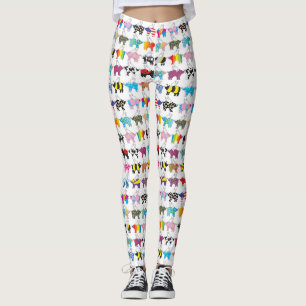 Fliegenschweine in den Leggings einer Reihe