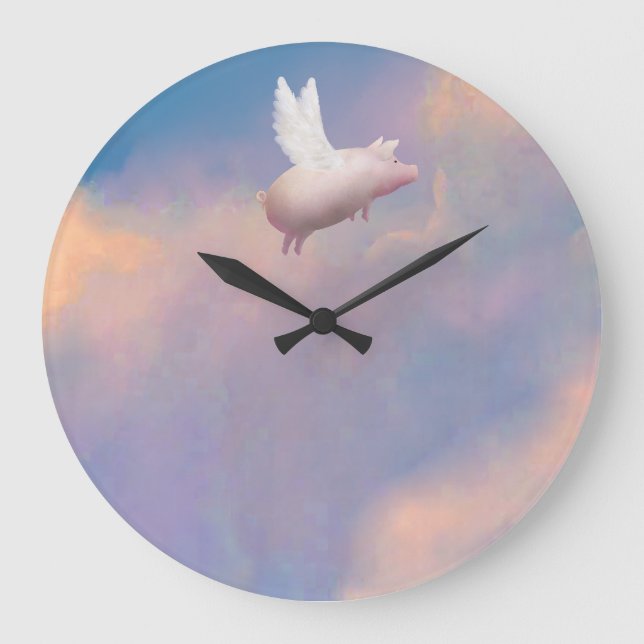 Fliegenschweinuhr Große Wanduhr (Vorderseite)