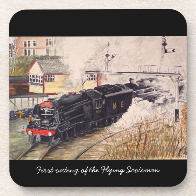 FliegenScotsman auf seinem ersten Getränkeuntersetzer (Vorderseite)