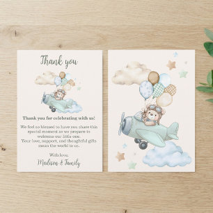 Flieger-Teddybär-Baby-Shower-Dankeskarten Dankeskarte