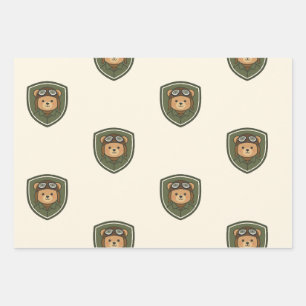 Fliegerbär-Militärparty-Geschenkpapier Geschenkpapier Set