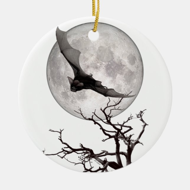 Fliegerboot, Vollmond, traditionelles Gothic, Vamp Keramik Ornament (Vorne)