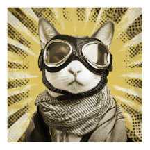 Fliegerkatze mit Schutzbrille Sonnenstrahlen-Portr