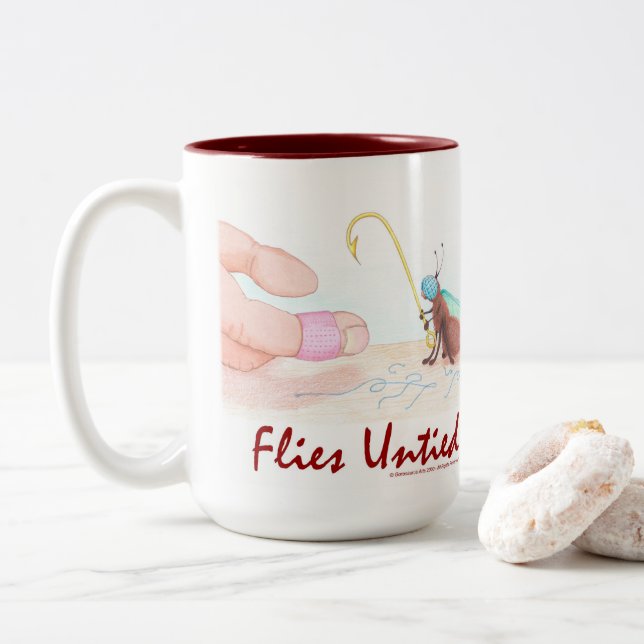 Flies Untied Zweifarbige Tasse (Mit Donut)