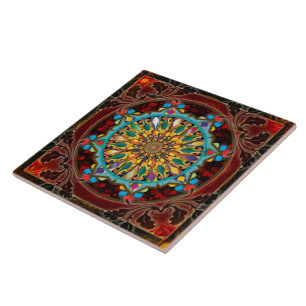 Fliese der Mandala-Tröpfchen-(blaue Flamme)