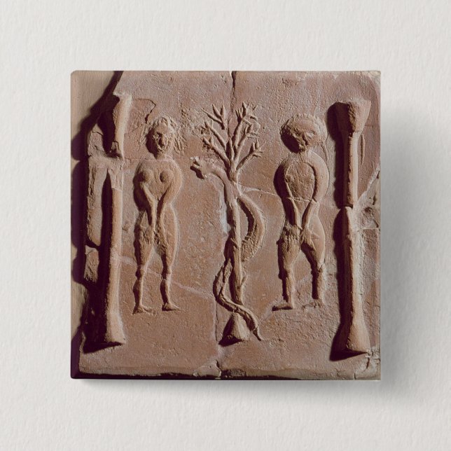 Fliese, die Adam und Eve, römisch darstellt Button (Vorderseite)