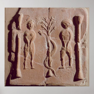 Fliese, die Adam und Eve, römisch darstellt Poster