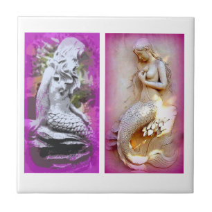 Fliese mit 2 sitzende Meerjungfrauen