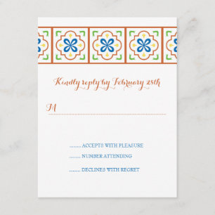 Fliesen-Antwort-Karte Talaveras spanische RSVP Karte