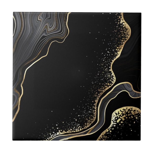 Fliesen aus schwarzem und goldenen Boden (Vorderseite)