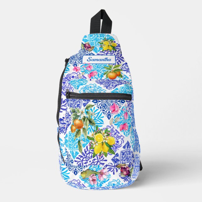 Fliesen aus sizilianischem Zitrusfrüchte Crossbody Bag (Vorderseite)