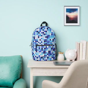 Fliesen, blaue Mosaikfliesen, geometrisches Muster Bedruckter Rucksack