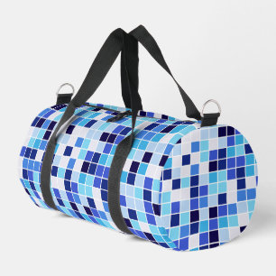 Fliesen, blaue Mosaikfliesen, geometrisches Muster Duffle Bag