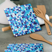 Fliesen, blaue Mosaikfliesen, geometrisches Muster