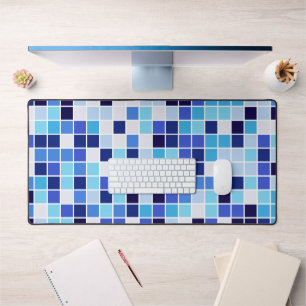 Fliesen, blaue Mosaikfliesen, geometrisches Muster Schreibtischunterlage
