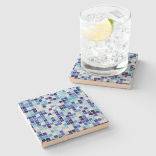 Fliesen, blaue Mosaikfliesen, geometrisches Muster Steinuntersetzer