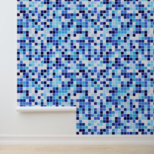 Fliesen, blaue Mosaikfliesen, geometrisches Muster Tapete