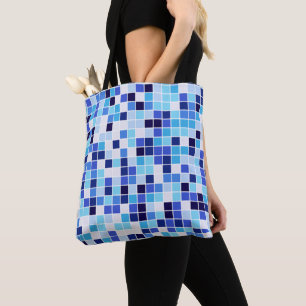 Fliesen, blaue Mosaikfliesen, geometrisches Muster Tasche