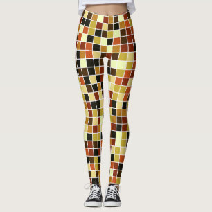 Fliesen, braune Mosaikfliesen, geometrisches Muste Leggings