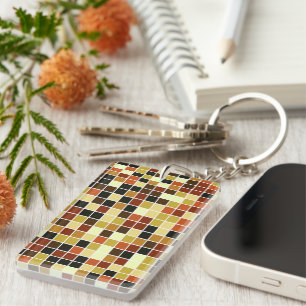 Fliesen, braune Mosaikfliesen, geometrisches Muste Schlüsselanhänger